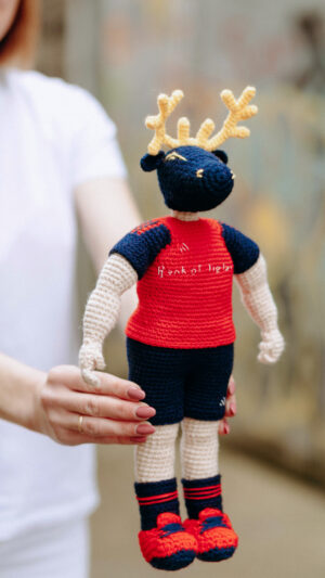 Munster Rugby Fan`s Knitted Deer Toy